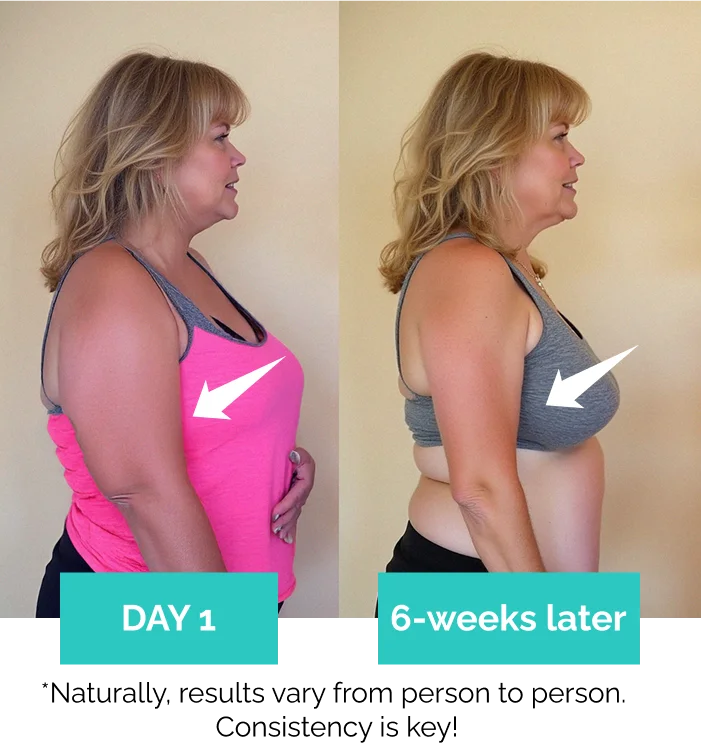 Arm comparison image labeled Day 1 and 6 weeks later